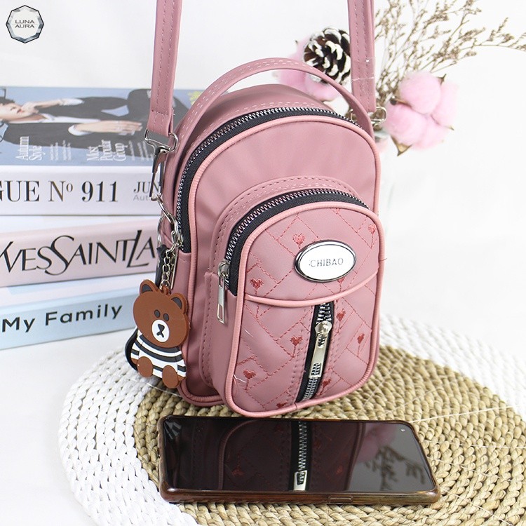 Luna Aura Tas Ransel Mini Wanita 3in1 Parasut Nilon Bordir Slingbag Wanita Kekinian Tas Slempang Wan