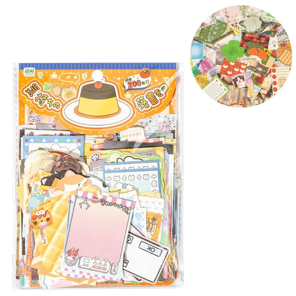 

200Pcs/bag 4 Styles Sticky Notes Material Pack DIY Mood Graffiti Seriers Memo Pads Gift Cartoon Message Paper Diary Decorati