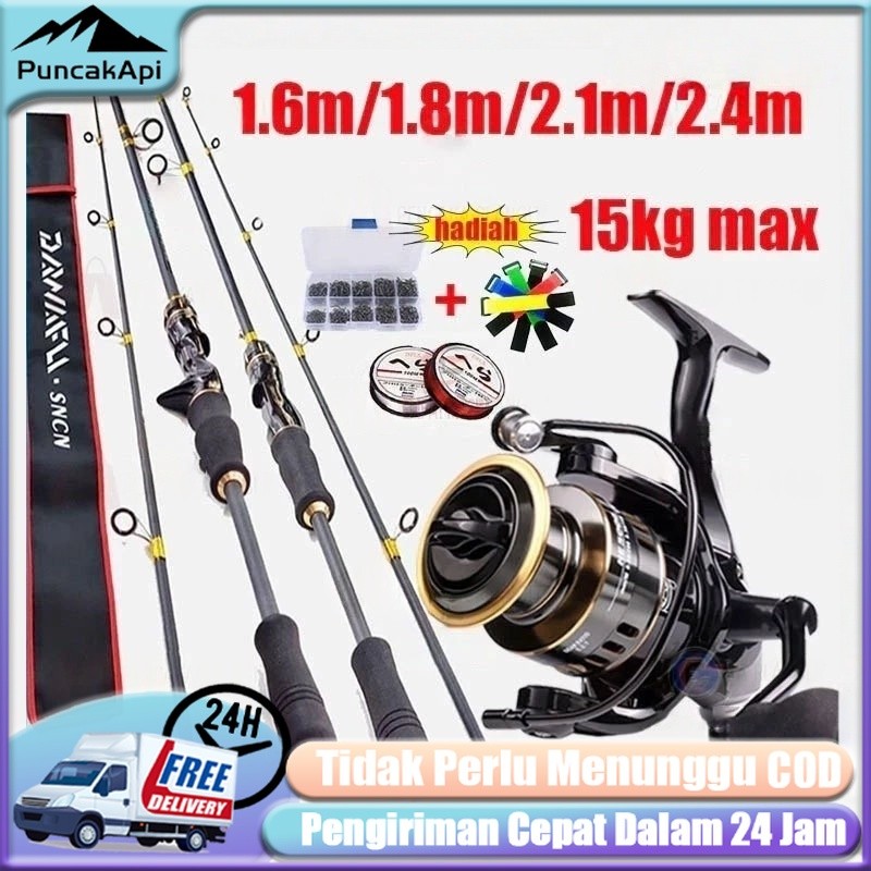 Joran Pancing Set Lengkap Murah Joran Carbon Ultralight 1.6M-2.4M Reel Pancing Murah Kuat Power Panc