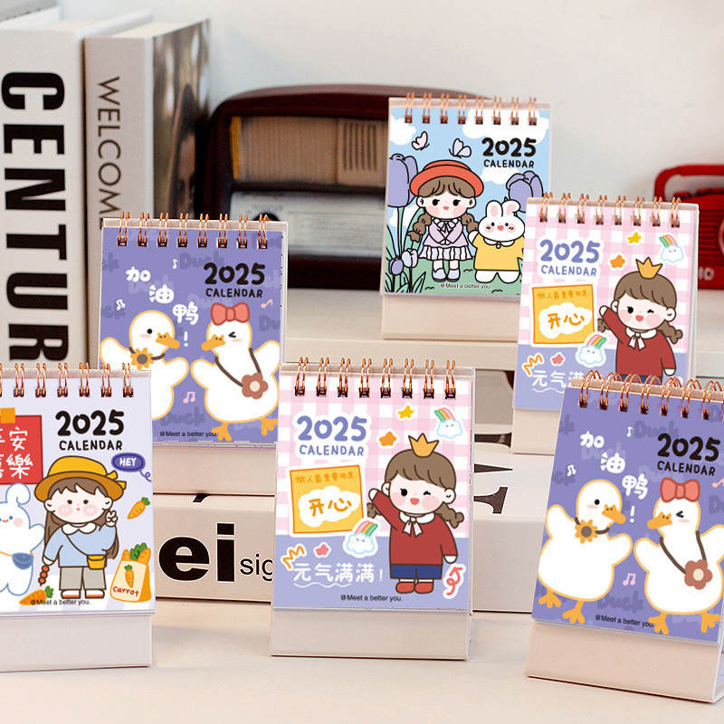 

2025 Mini Cartoon Calendar Kawaii Desk Calendar Standing Flip Desktop Calendar Small Planner Advent Calendar