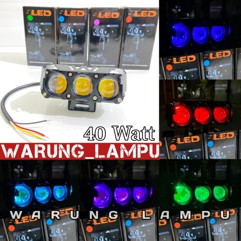 Lampu Tembak Laser 3 Mata D2 Devil 40Watt