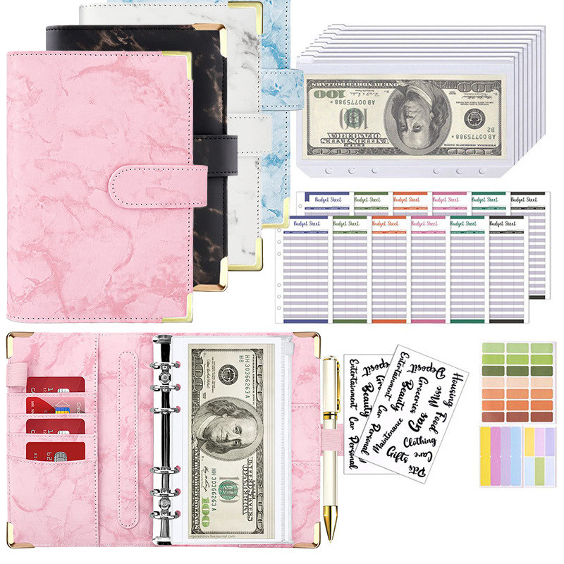

New Budget Plan Notebook A6 Cash Envelope Saving Money 6 Holes Binder for Financial Management A6 Loose-leaf Notebook Binder