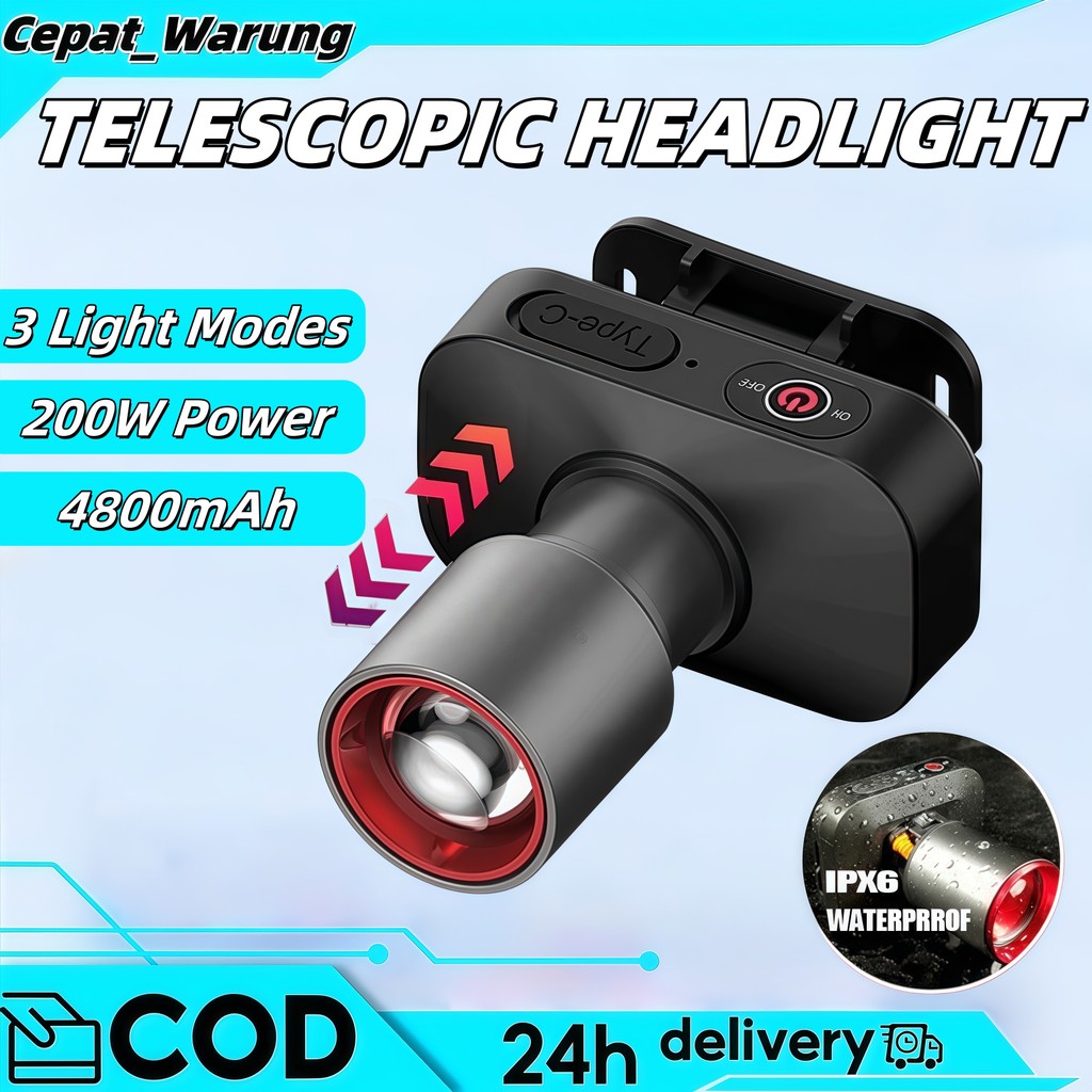 Lampu Depan LED 60 Watt, Cahaya Super Terang - Pencahayaan Jarak Jauh Laser/lampu Kepala Outdoor