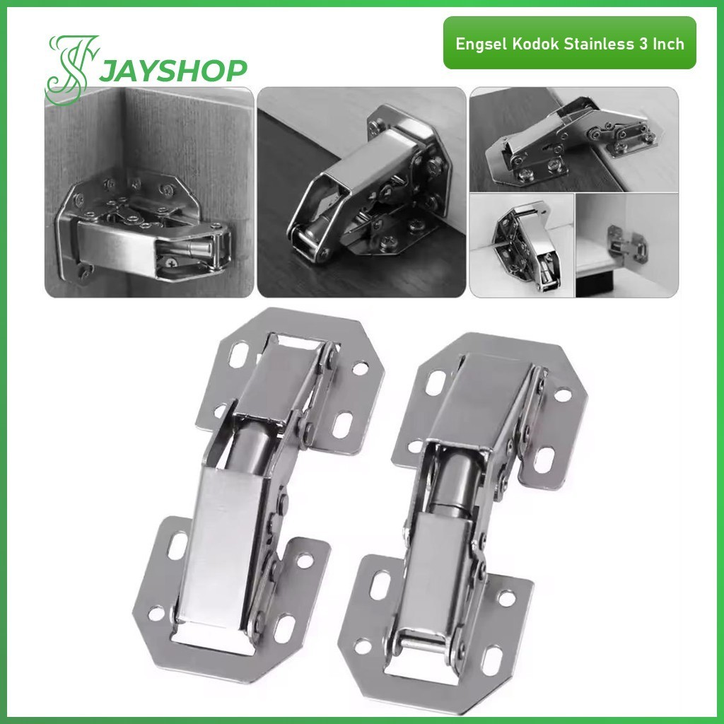(GROSIRAN) Engsel Sendok Kodok 3inch Stainless Steel 90 Degree Opening Engsel Pintu Tanpa Bobok