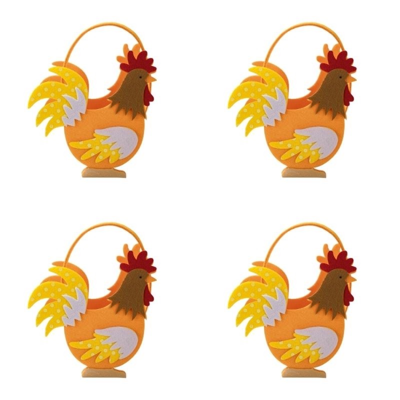 

4pcs Easter Gift Handheld Bags With Lovely Chicken Designs For Snacks And Eggs