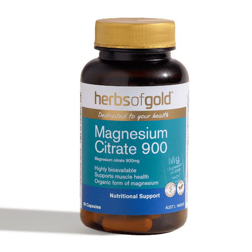 Herbs of Gold Magnesium Citrate 900mg 60 Vegetable Capsules | Suplemen Magnesium untuk Otot & Energi