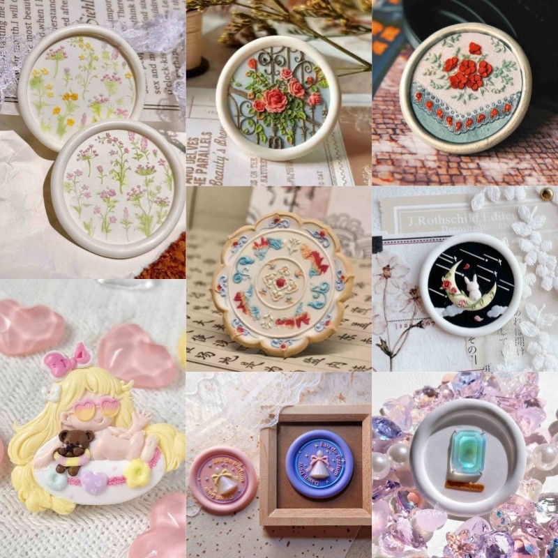 

New Lacquer Seal Summer Amusement Park Alien Relief Seal Head Encounter Swan Invitation Envelope Seal Copper Head Stamp Toy