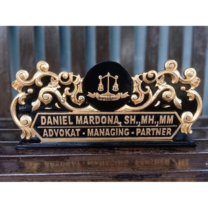 PAPAN NAMA / PAPAN NAMA MEJA UKIR / PAPAN NAMA MEJA KERJA / KAYU JATI