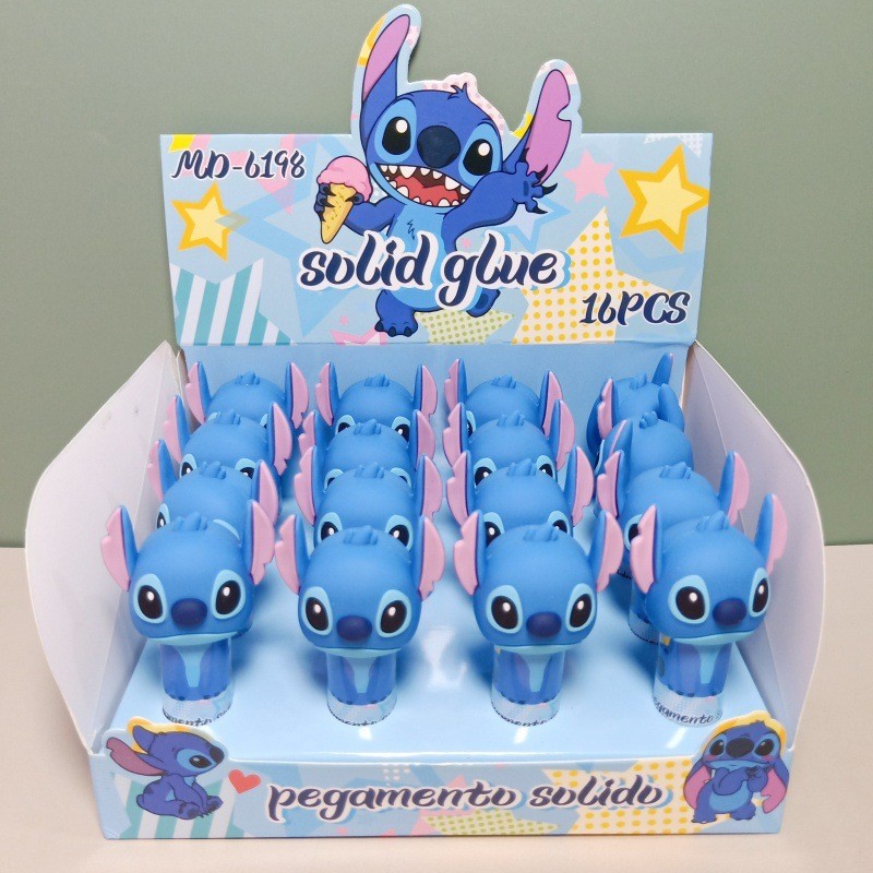 

16pcs Disney Silicone Solid Glue Cartoon Cute Lilo Stitch Student Diy Handmade Rotating Solid Glue Stick Cartoon Handbook Glue