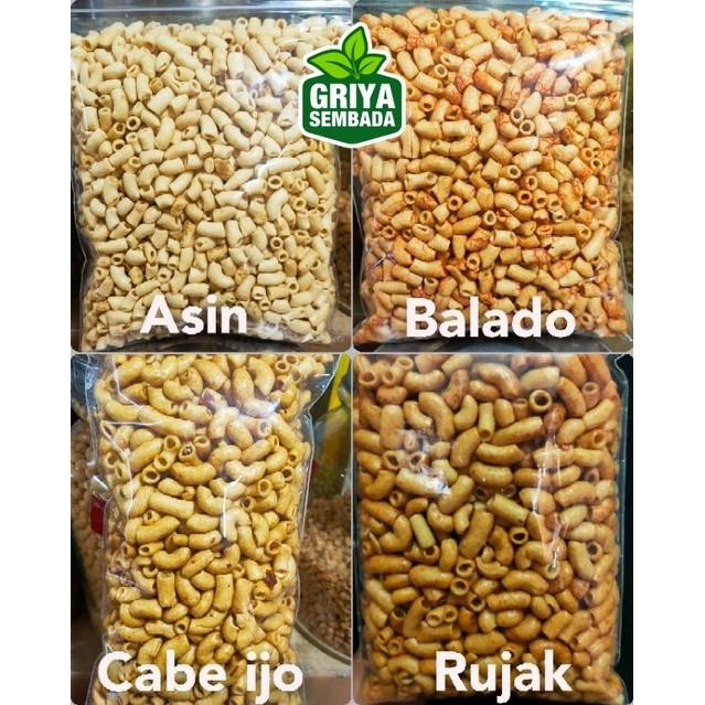 

MAKARONI GURIH ASIN PEDAS CABE IJO RUJAK 4 VARIAN 250 GRAM GRIYA SEMBADA
