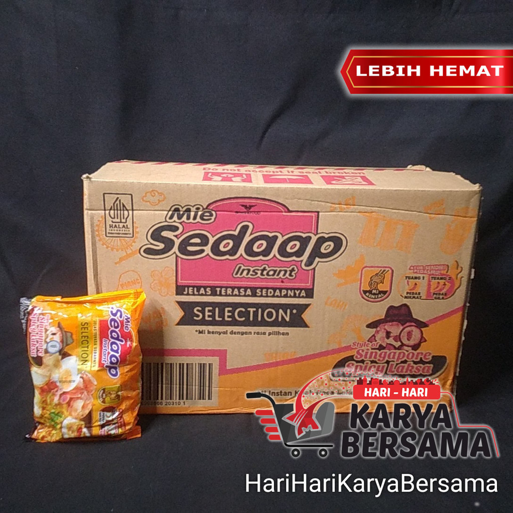 

MAKANAN MI INSTAN MIE SEDAAP SEDAP SELECTION SINGAPORE SPICY LAKSA -PER KARTON ISI 40'S X 83GR