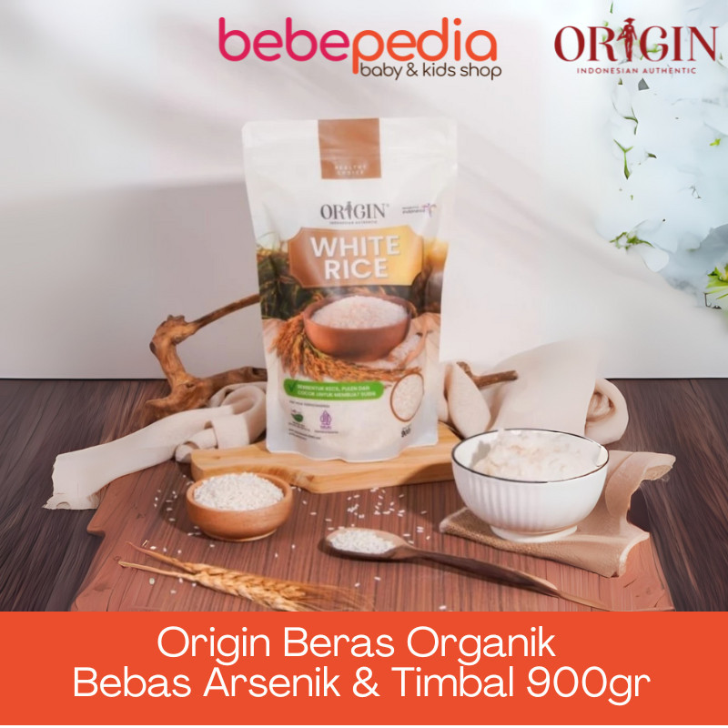 Origin Organic White Rice / Beras Organik Bebas Arsenik dan Timbal 900gr