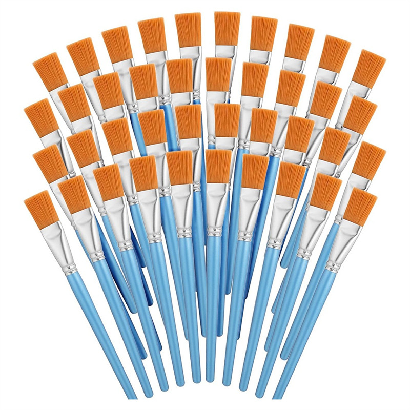 

HLZS-40Pcs Flat Paint Brushes Set Oil Painting Brushes 1 Inch Wide Watercolor Brush Big Paint Professional Brush For Kids