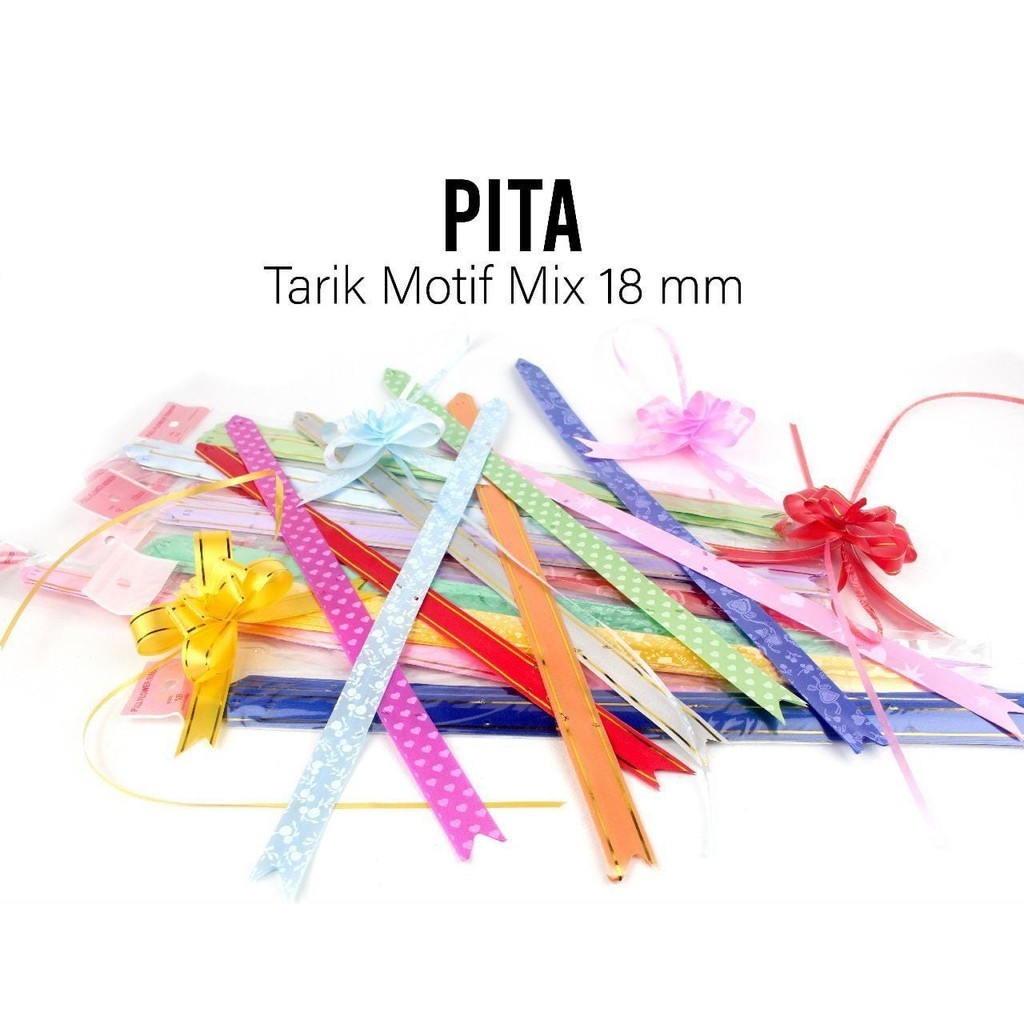 

*AC* (1 PLASTIK ISI 20 PACK) PITA TARIK SERUT MOTIF WARNA WARNI 18mm