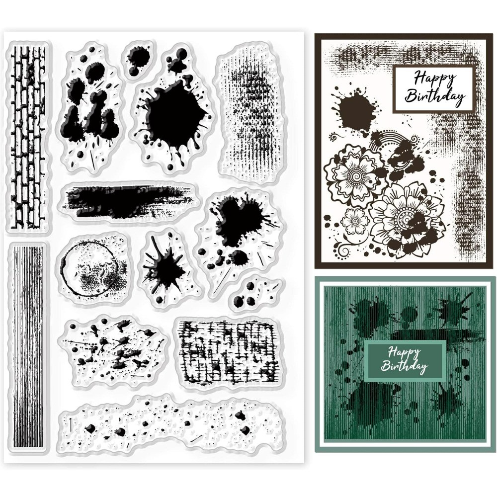 

1pc Wall Tile Stain Background Clear Stamps Splatter and Brush Strokes Silicone Clear Stamp Seals for Cards Making DIY