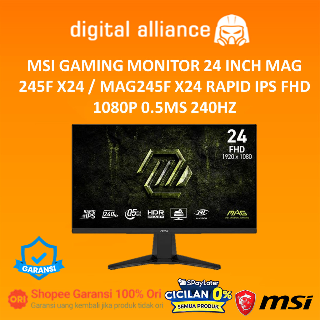 MSI GAMING MONITOR 24 INCH MAG 245F X24 / MAG245F X24 RAPID IPS FHD 1080P 0.5MS 240HZ