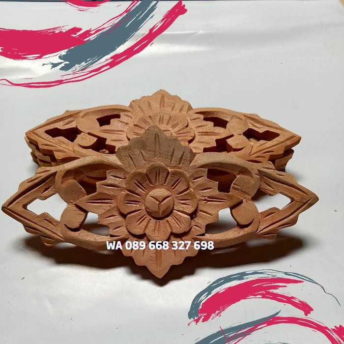 Ornamen Ukir Tempel Jepara Motif Mawar 20 X 9 Asli Buatan Jepara - IRK