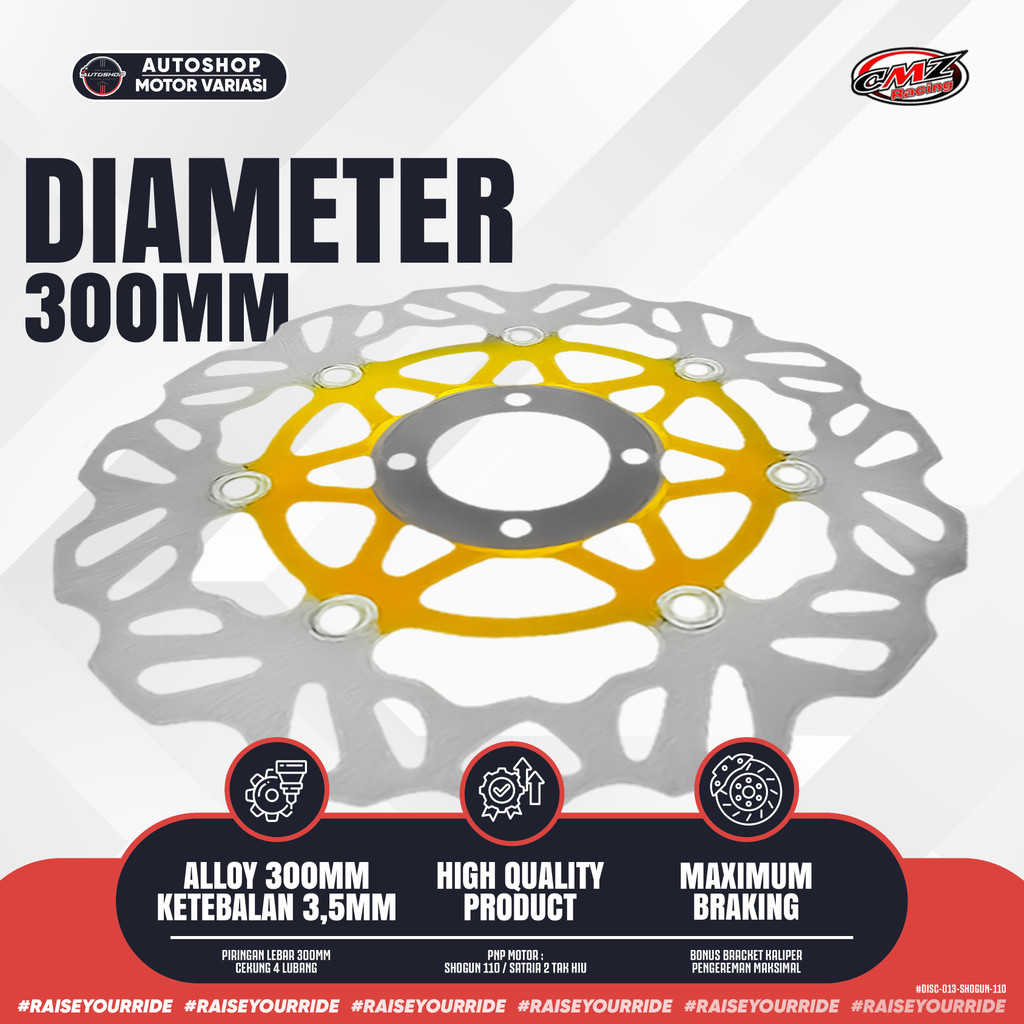 Slazybloom Disc Brake Depan 300Mm Shogun 110 Satria Hiu 2 Tak Model Psm Cekung Free Bracket Kaliper
