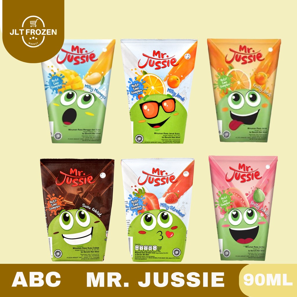 

ABC Mr. Jussie Minuman Rasa Buah 90ML/1PCS / Minuman Rasa Buah / Fruity Jeruk / Milky jeruk / Milky Manggo / Susu Coklat / Furity Jambu