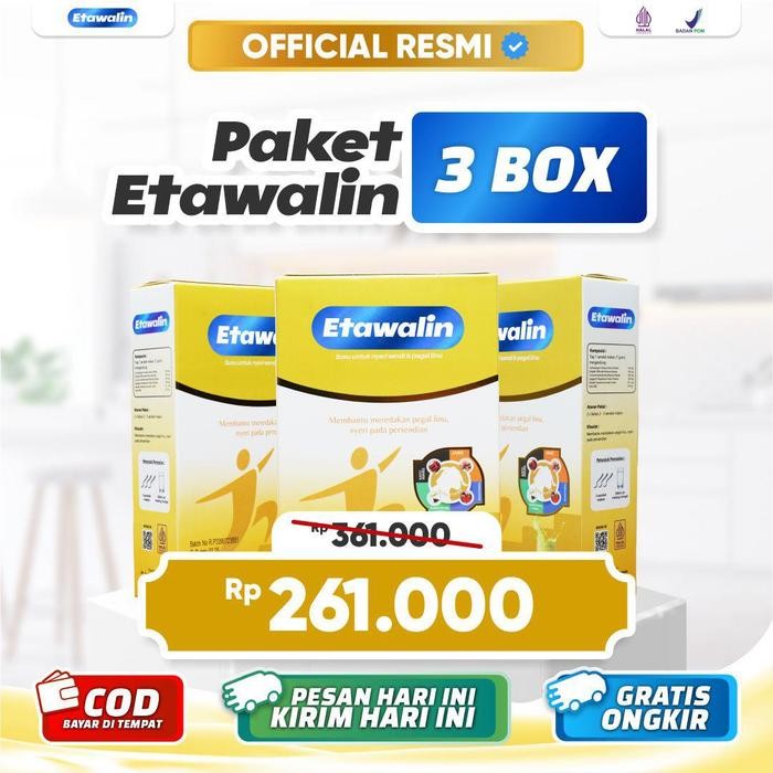 

Promo[Best Seller] ETAWALIN PAKET 3 BOX | ASLI & BPOM | ORIGINAL RESMI | Minuman Susu Bubuk Kambing Etawa Dengan Bahan Rempah Pilihan [Bahan Minuman Kambing Etawa Dairy Milk] | Susu Kesehatan Tulang - Paket 3 Box