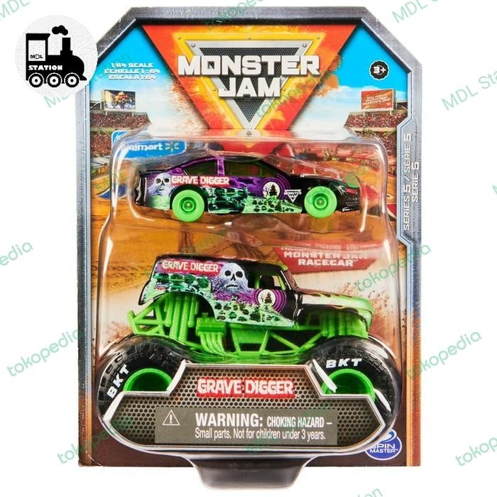 Spin Master Monster Jam - GRAVE DIGGER Monster Truck & RACE CAR