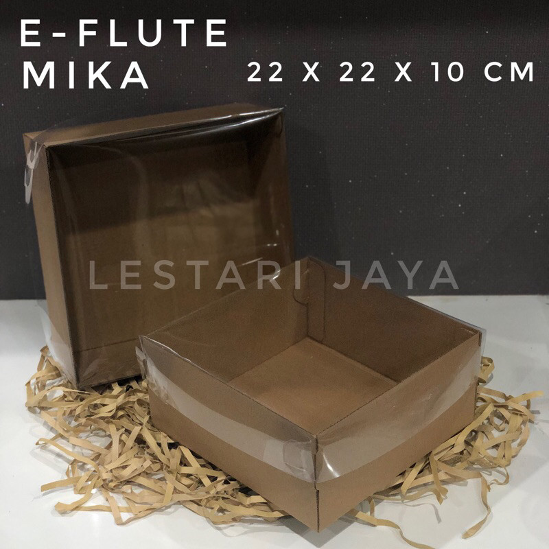 

Box Kardus E-Flute Tutup Mika Coklat Untuk Packaging Olshop Sovenir Baju Kotak Kado Hampers Snack Cake 22x22x10 CM