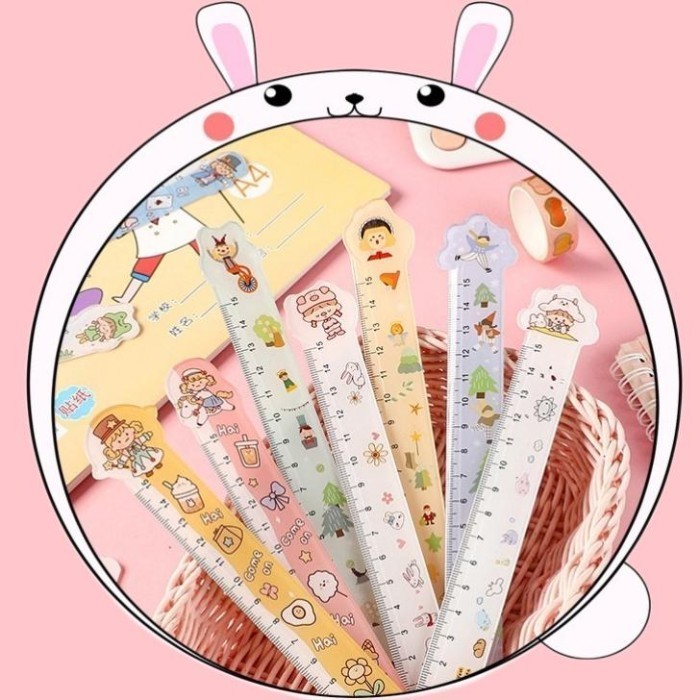 

ACEH.OYU 130929 Penggaris beraneka motif lucu 15cm Cute ruler Penggaris karakter kartun pelajar kantor sekolah