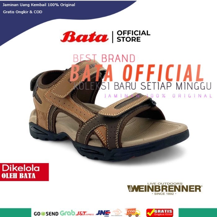 Weinbrenner sandal gunung outdoor pria original Bata 8614164 - Cokelat, 40