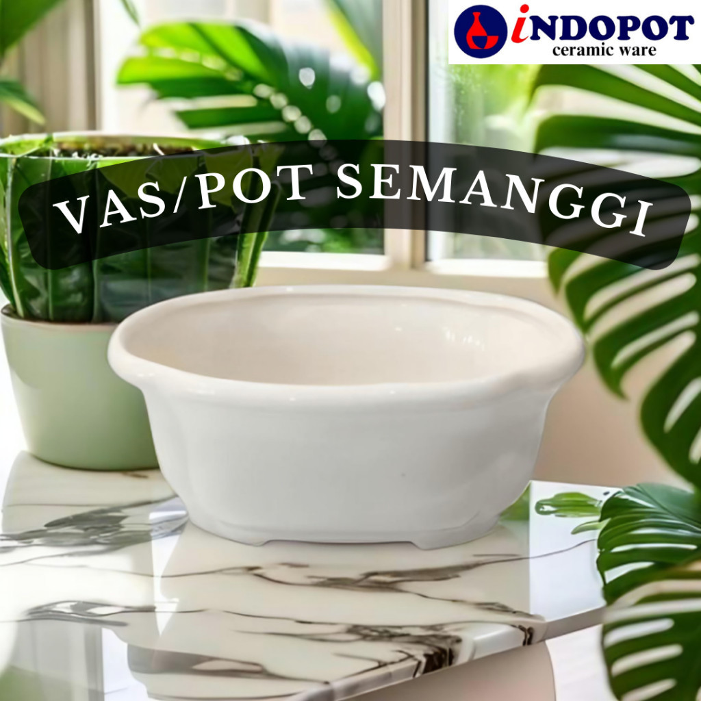 Vas Pot Bunga Keramik Model Semanggi untuk tanaman Hias / Hidup / anggrek / bonsai / buatan / artifi