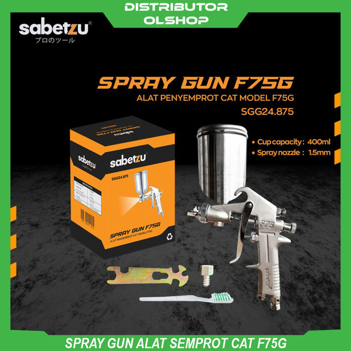 Air Spray Gun F75 Alat Semprot Cat Mesin Kompresor Angin F 75 Tabung Atas 400 ML Semprotan Cat Cet M