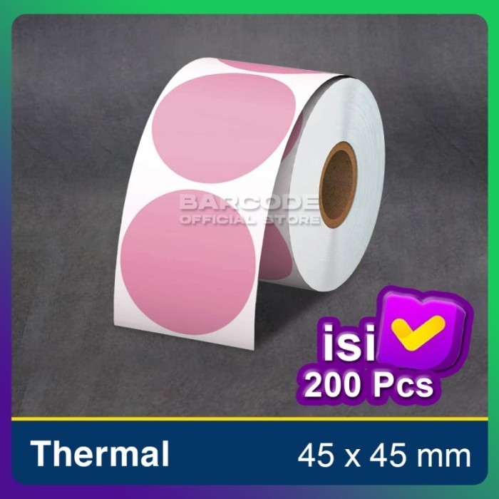 

Label Stiker Termal 45x45mm / 45 x 45 / 45x45 mm 1 Line Pink (1 Slop) -TMA56