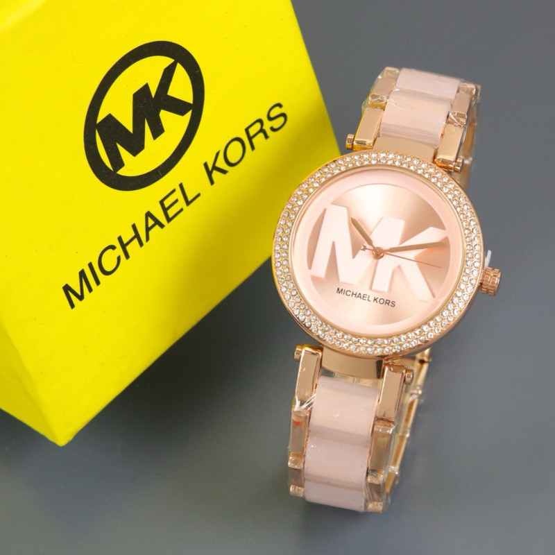 BEST SELLER - Jam tangan mewah elegan wanita MK-7143 Diamond strap rantai mix bonus box exclusive - 