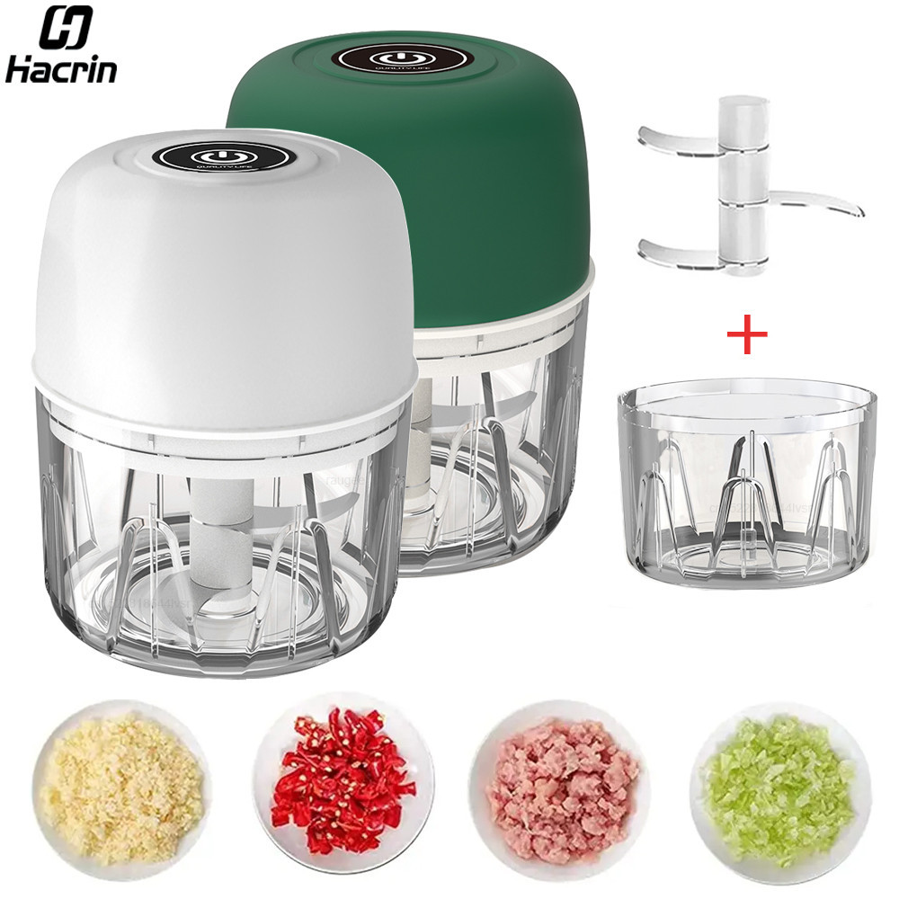 Electric Garlic Chopper Mini Portable Electric Vegetable Garlic Onion Meat Chopper Wireless Electric