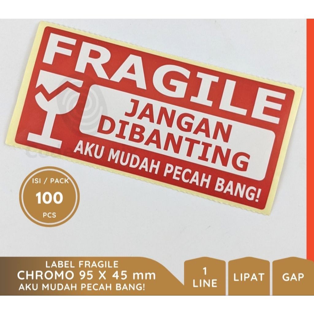

Stiker Fragile Handle With Care Awas Pecah Hati Hati Uk 9,5 × 4,5 cm Candy Grosir