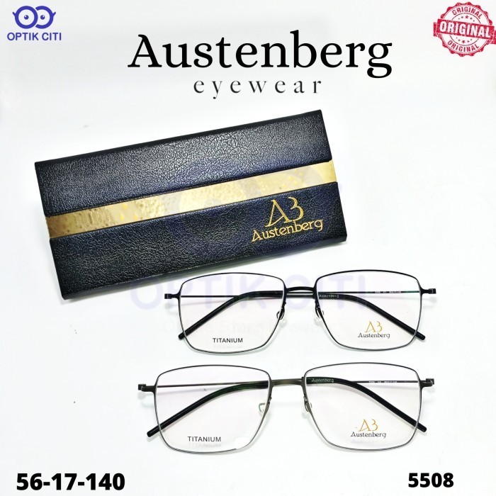 Frame Kacamata Kotak Titanium Pria Austenberg 5508 Original Ringan