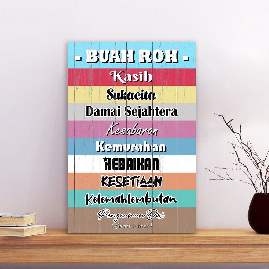 poster kayu buah roh hiasan dinding rohani kristen / katolik