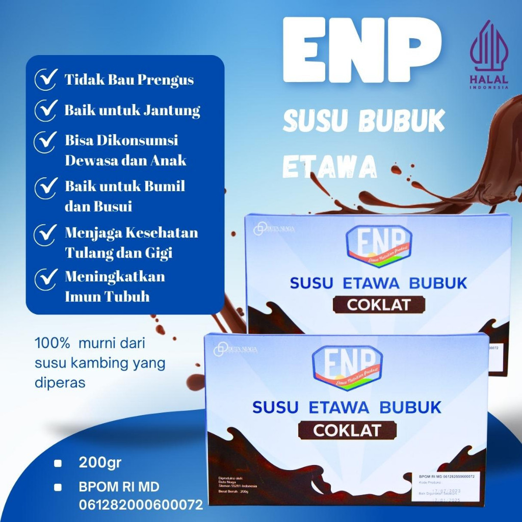 

SUSU KAMBING ETAWA BUBUK ENP COKLAT 200 GRAM [ BELI 3 GRATIS 1]