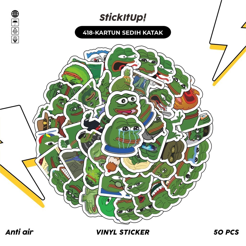

COD✨ 50 Pcs Stiker Pack Motif Kartun Katak meme Lucu Aesthetic Vynil Waterproof untuk Freebies Sticker Buku Journal Casing HP Laptop