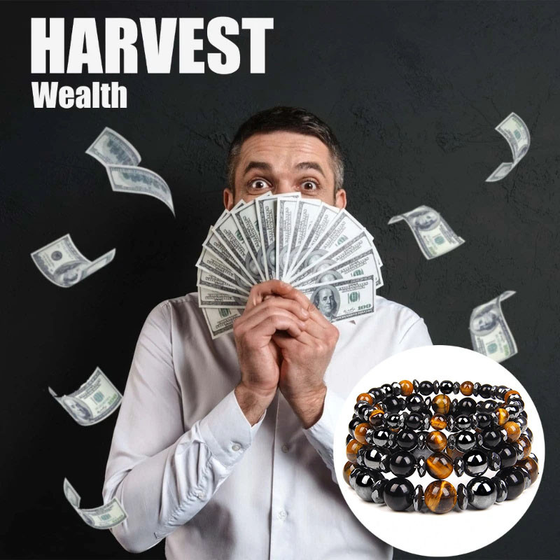 Natural Tiger Eye Feng Shui Lucky Bracelet Hematite Black Onyx Beads Bracelets Women Men Attract Wea