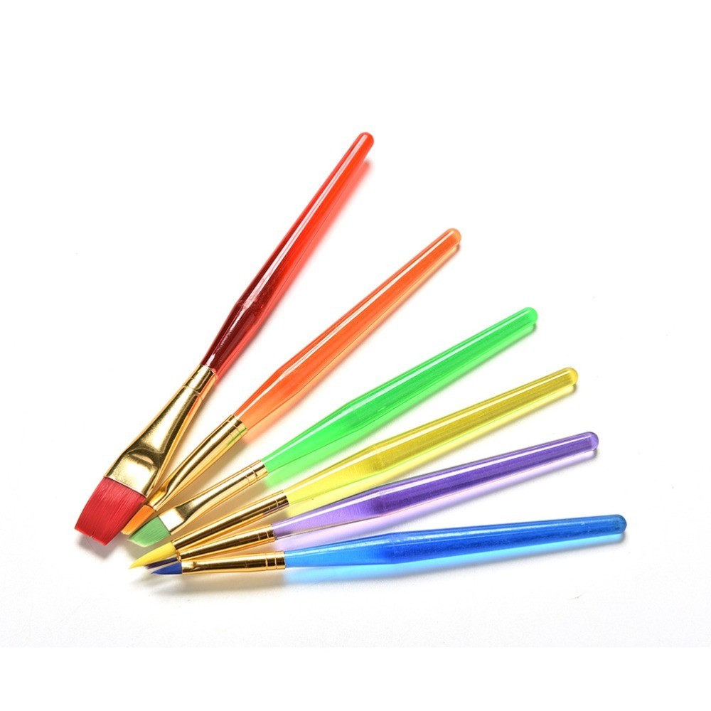 

6 Pcs/Set NewNylon Handle Brush Paint Brush Set Watercolor Drawing Painting Kindergarten Crafts Kid Educational Craft Toy