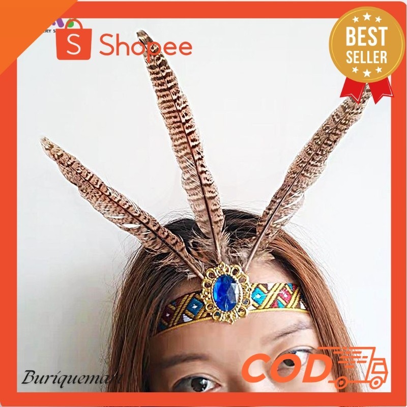 Bando Bulu Adat/Hiasan Kepala Bulu/Hiasan Tari/Hiasan Kepala/Topi Tari Bulu Dewasa/Bando Bulu /Akses