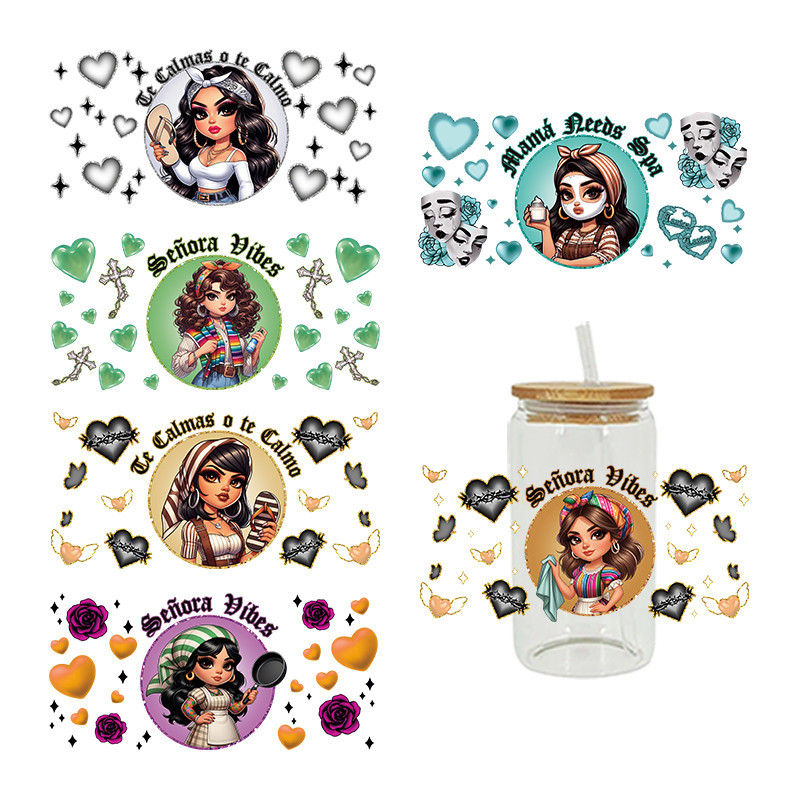 

UV DTF Transfer Sticker Little Girl For The 16oz Libbey Glasses Wraps Bottles Cup Can DIY Waterproof Custom Decals D15758
