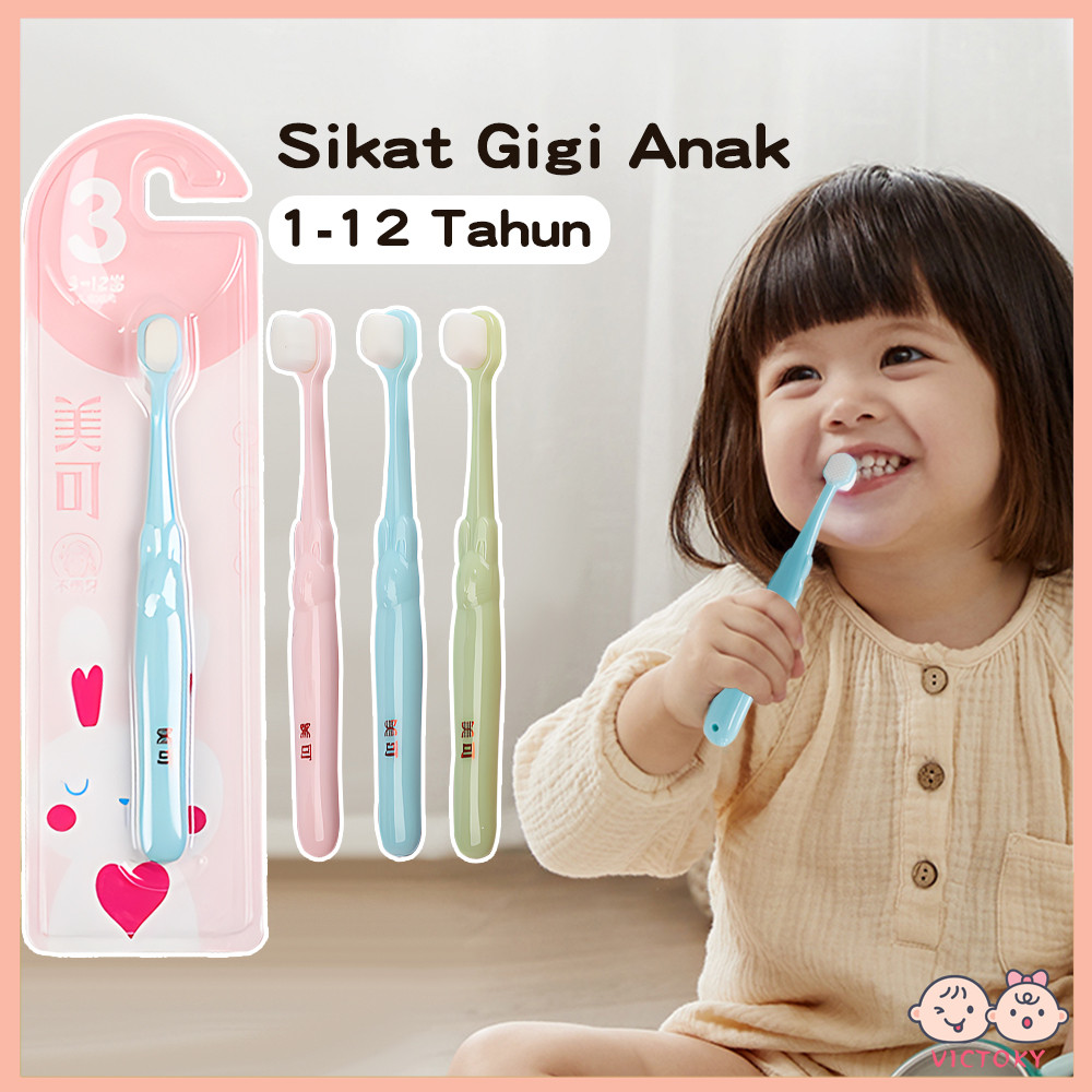 VICTOKY Sikat Gigi Anak Lembut Gosok Gigi Anak Bayi 1-12 Tahun