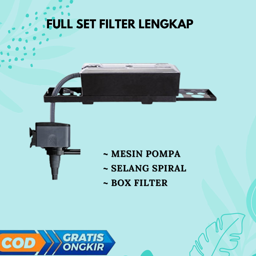 PROMO PAKET LENGKAP TOP FILTER ATAS AQUARIUM 30-40-50-60 CM LENGKAP SET 3 IN 1 POMPA BOX SELANG TING