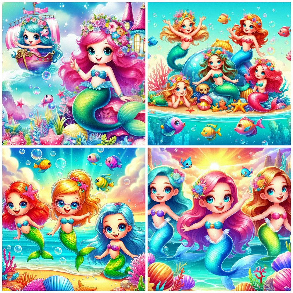 

Disney DIY Painting By Numbers Ariel Princess Paint On Canvas Cartoon Drawing By Numbers The Little Mermaid Wall Artwork