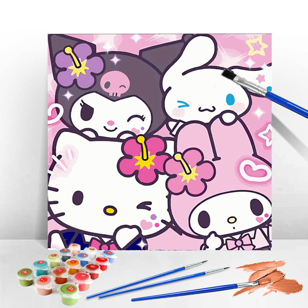 

Sanrio New Arrivals Paint By Numbers On Canvas Kuromi Unique Gift Art Hello Kitty Coloring Pictures Home Decoration