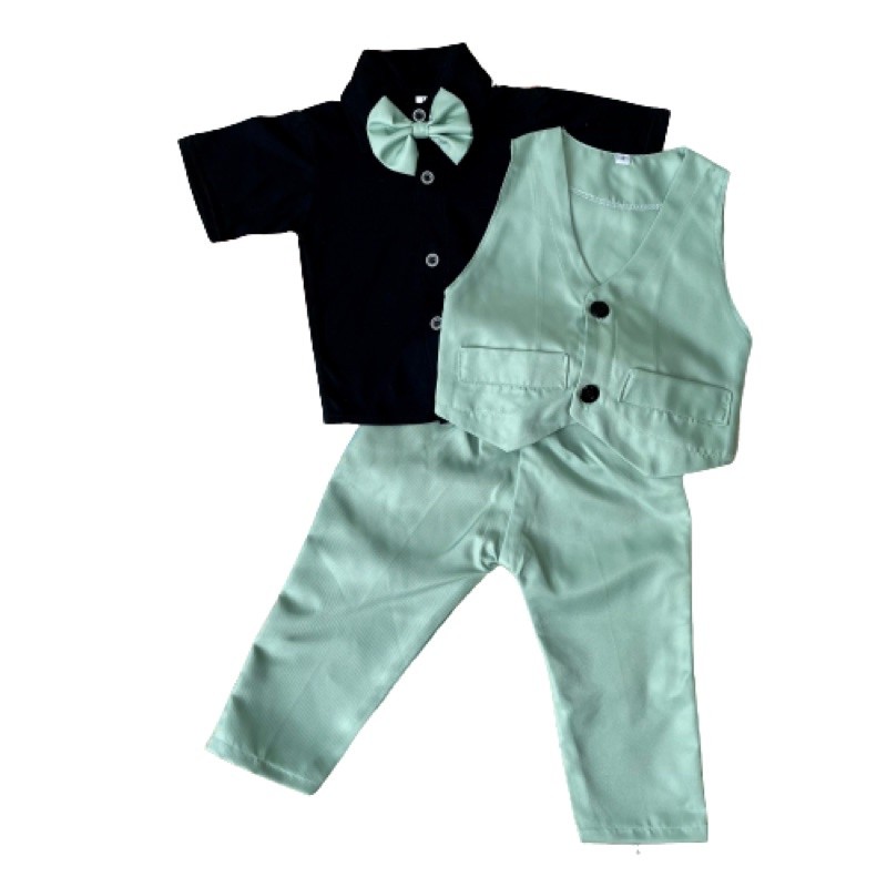 AX14RQ setelan mint tuxedo vest jas formal anak laki-laki 1 2 3 4 5 6 7 8 9 10 bulan ulang tahun pak