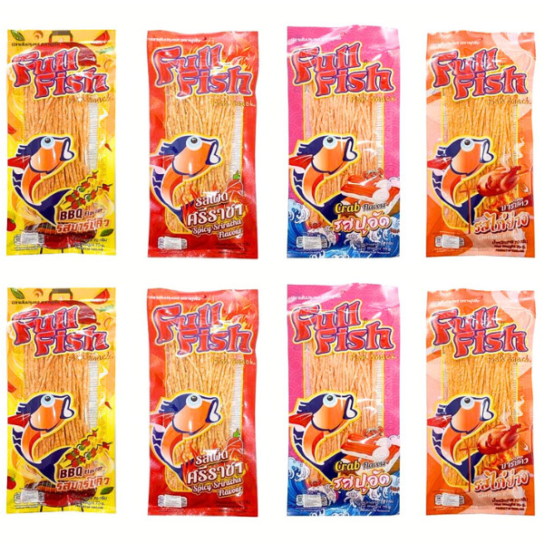 

FULLFISH SNACK Ikan Dried Fish Fillet Snack Rasa Chicken BBQ Crab Spicy Sriracha Kemasan 21g