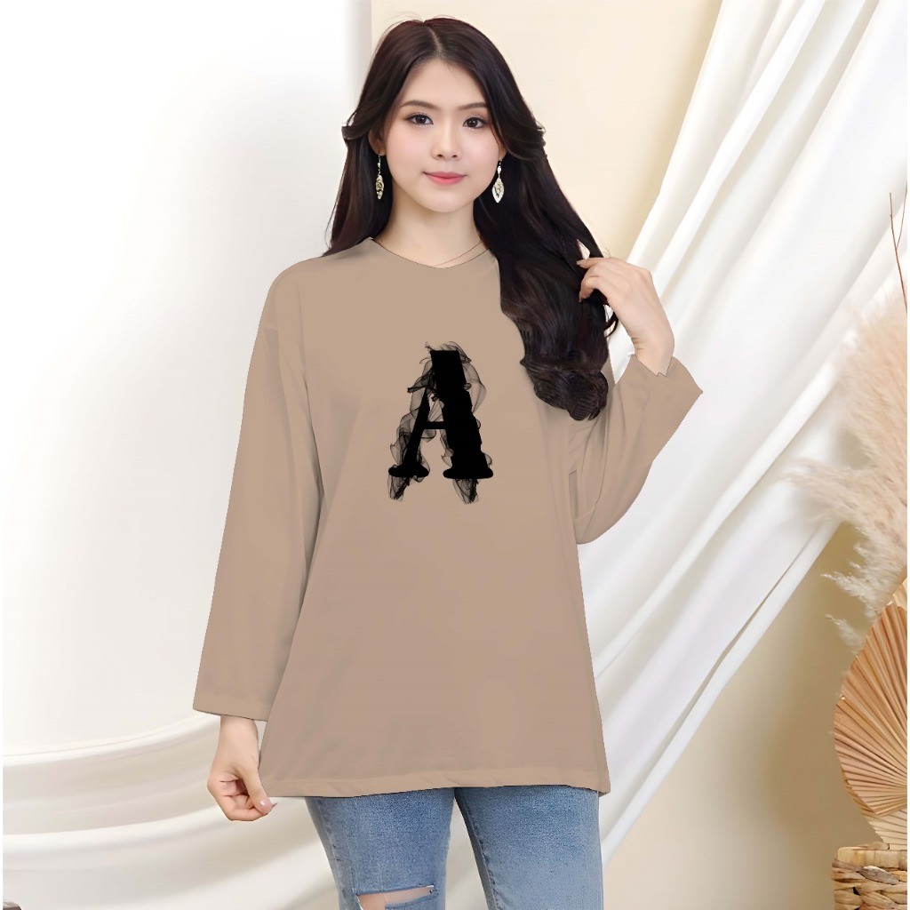 Kaos Oversize Wanita Lengan Panjang/ Kaos Distro Wanita Panjang / Kaos Streetwear Oversize Panjang