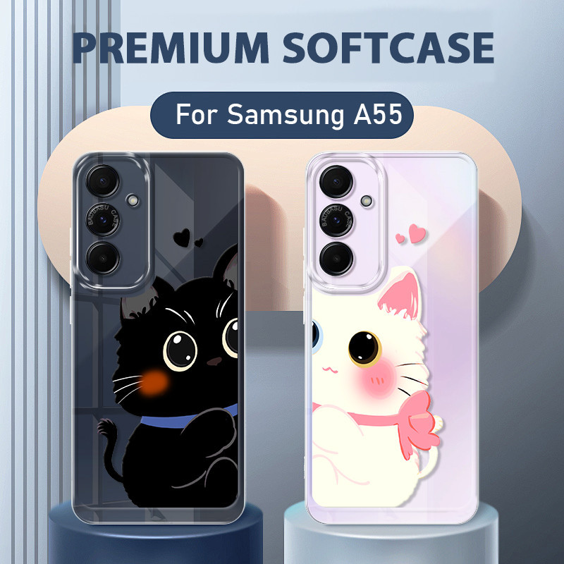 Cat Couple Soft Case Samsung A55 5G Lucu Terbaru Casing Galaxy A55 5G Spiderman Case Hp Clear Samsun